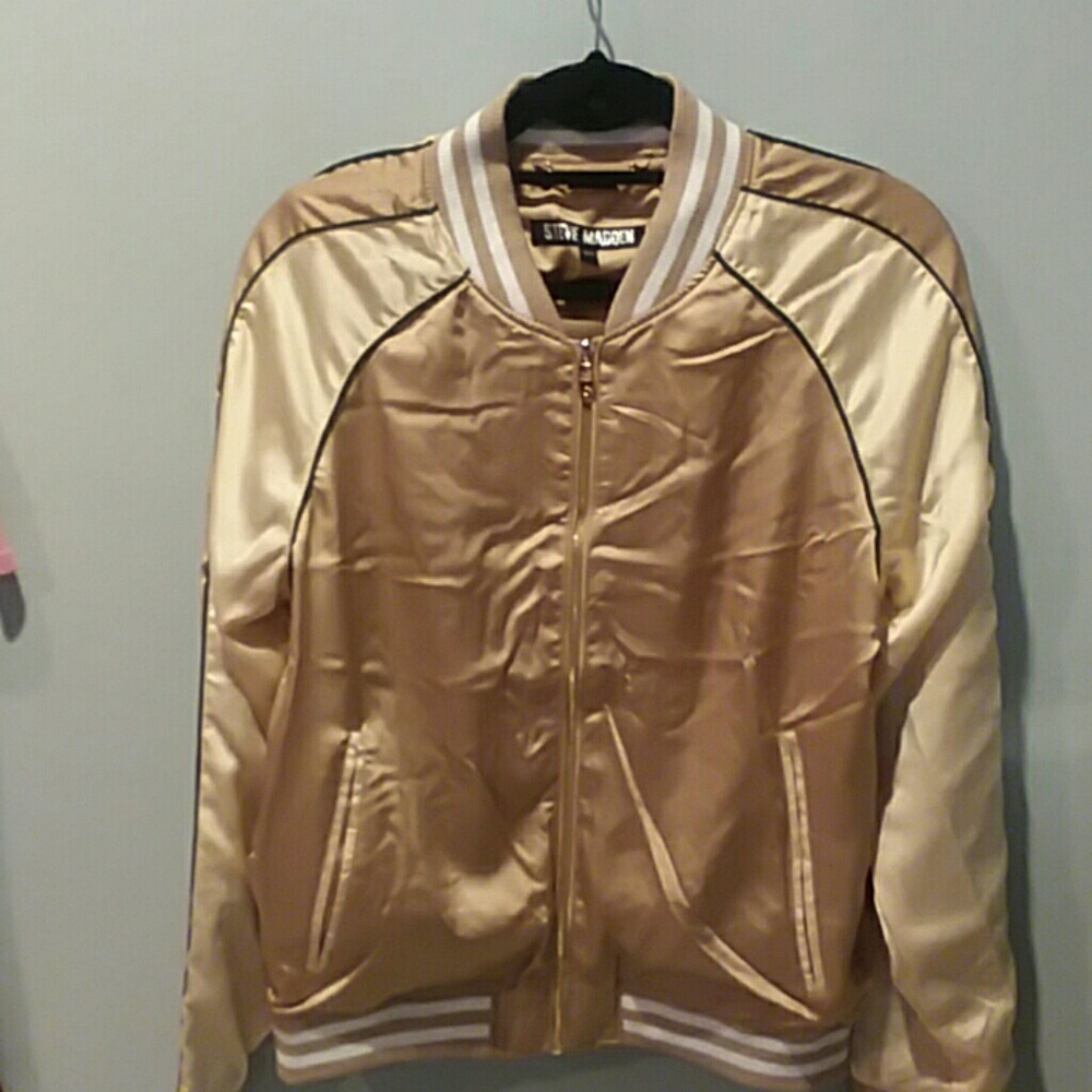 Steve Madden Gold Satin Bomber Jacket